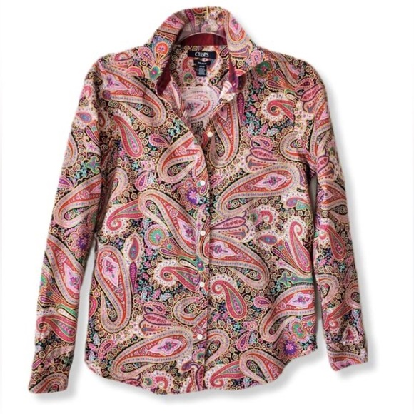 [2XL]CHAPS No-Iron Pink Paisley Button Shirt WMN - Picture 1 of 10
